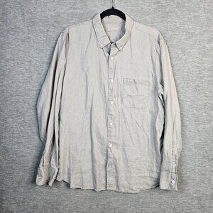 Everlane Men’s Button Front Long Sleeve Linen Gray Shirt Size L